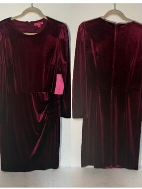 New Betsey Johnson Velvet Red Pleated Dress Valentine’s Holiday